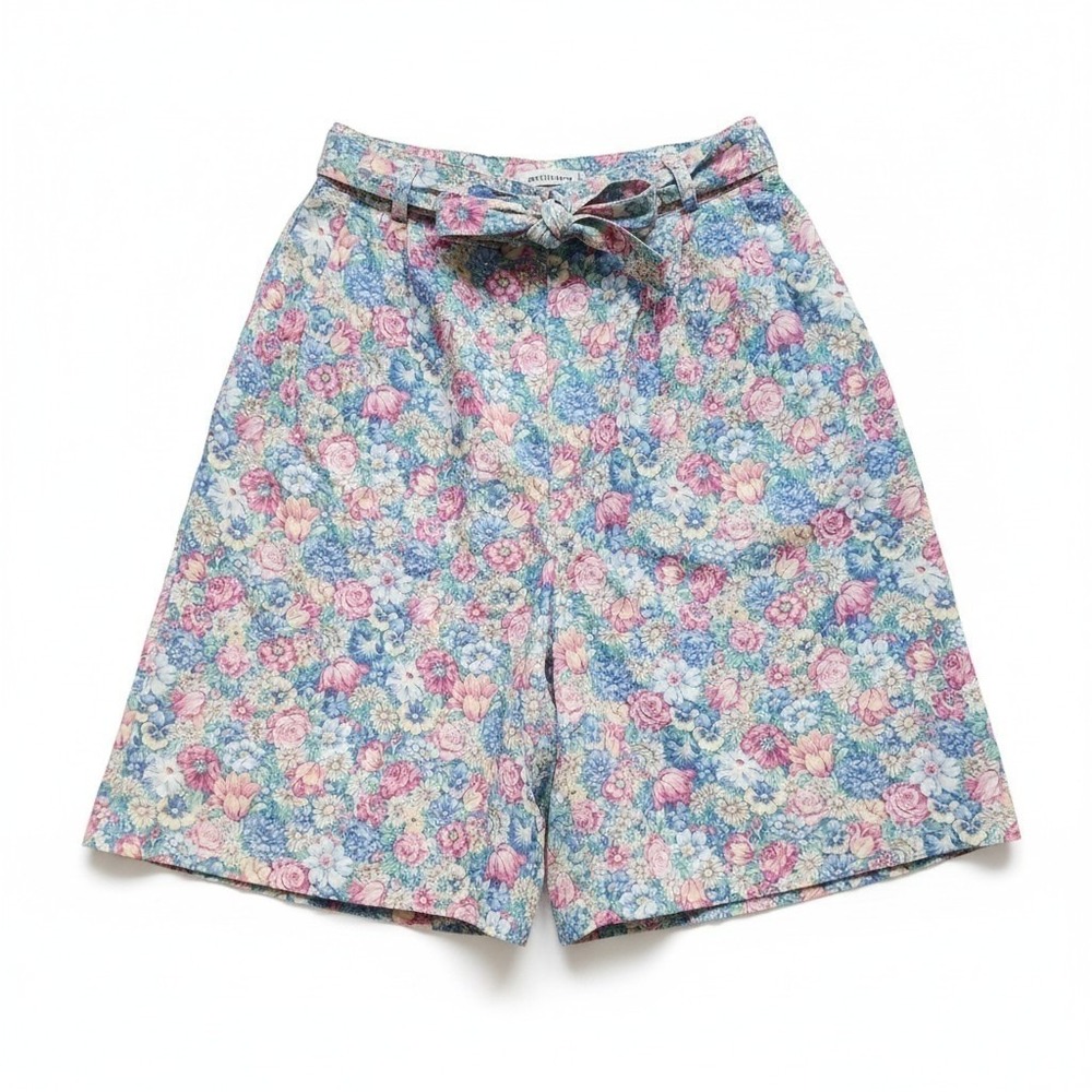Vintage 90s Mom Shorts High-Waisted Floral Belted Garden Birch Bros Eagle Eye M